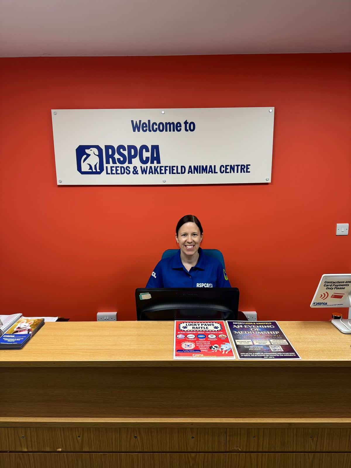 A photo of our receptionist, Lindsey at The RSPCA Leeds, Wakefield & District Branch