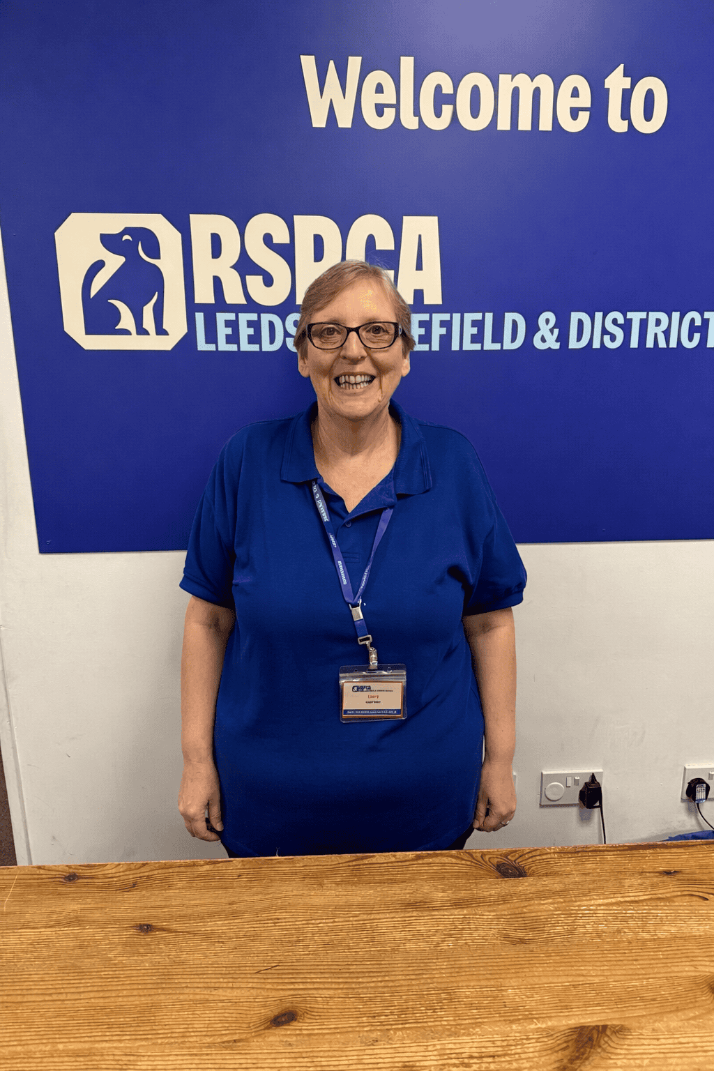 Laura, a retail shop supervisor at the RSPCA Leeds, Wakefield & District Branch